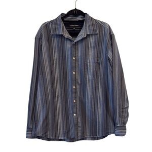 Saks Fifth Avenue - Men's Blue Striped collared button down shirt.  Size XL